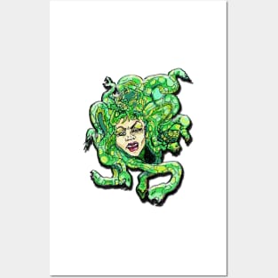 Medusa Snake Serpent Mythology Baroque Anime Art Nouveau Lady Face Posters and Art